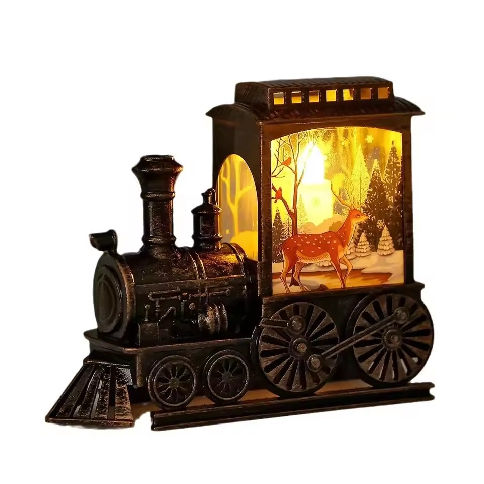 Outdoor Lighting Xmas - LED-Nachtlichter Vintage Tragbare Zug-Nachtlampe Batteriebetriebene Außen-Hängelaternen