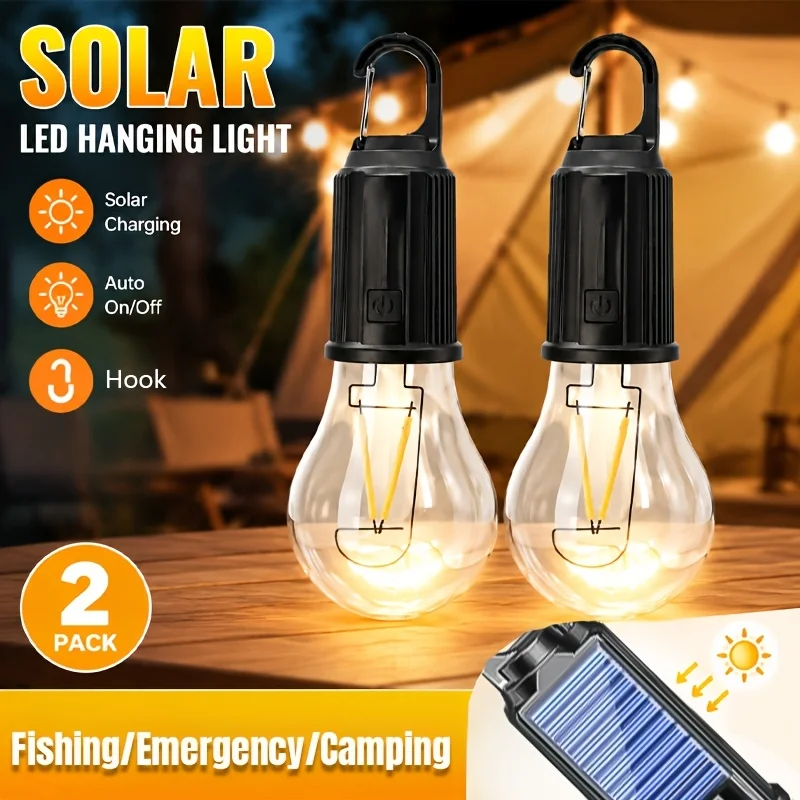 Photocell Outdoor Lighting - Solar-LED-Campinglampen Typ-C Wiederaufladbare Hängezeltleuchte 3 Lichtmodi