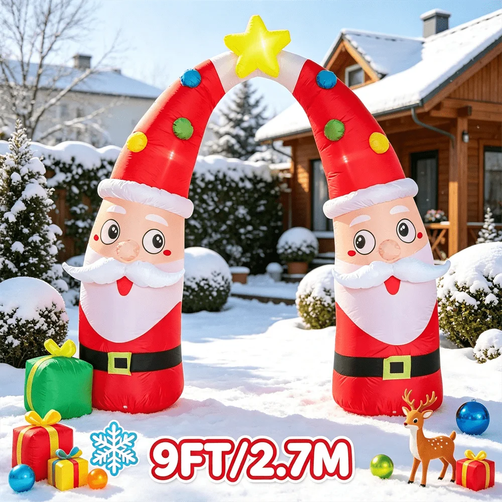 Outdoor Lighting Xmas - 9FT/2,7M Weihnachtlicher aufblasbarer Bogen mit LED-Beleuchtung,