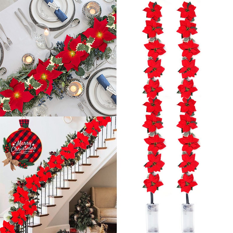 Outdoor Lighting Xmas - 2/3m Weihnachten Weihnachtsstern Blume Girlande String