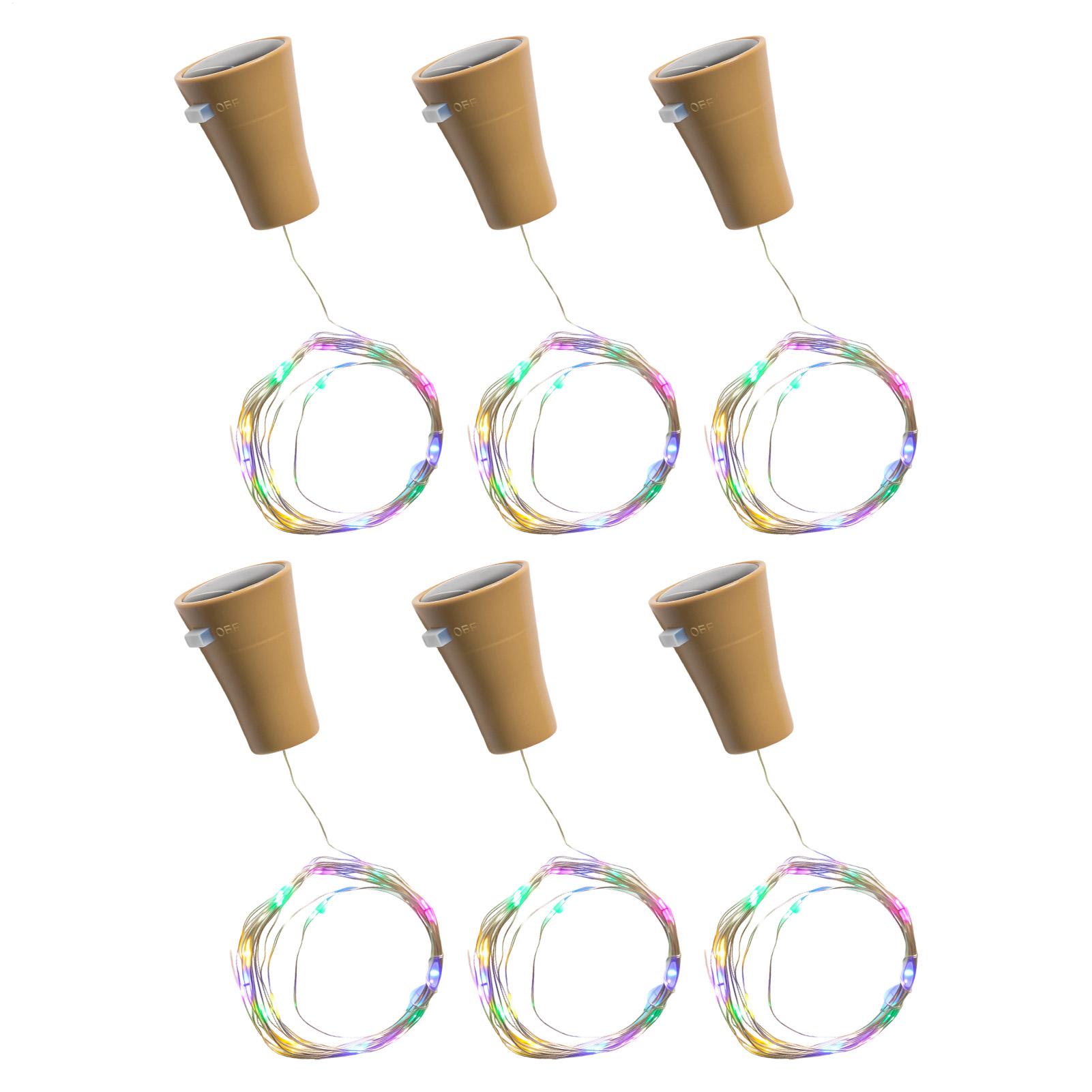 Solar Fairy String - Solar-Weinflaschenlichter, LED, wasserdicht, DIY-Außendekoration, 6 Stück,