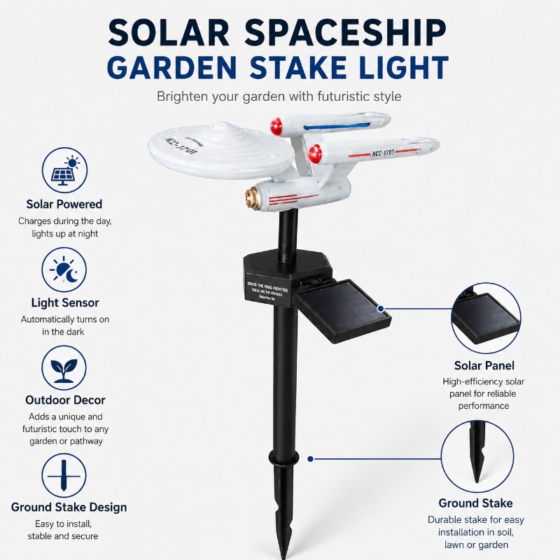 Photocell Outdoor Lighting - Star Trek USS Enterprise Solar-Gartenleuchte mit