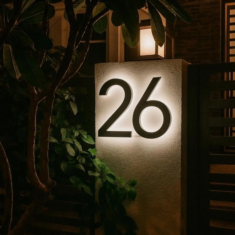 Outdoor Lighting For Front Of House - Moderne LED-Hausnummern, wasserdichtes beleuchtetes Adressnummernschild für