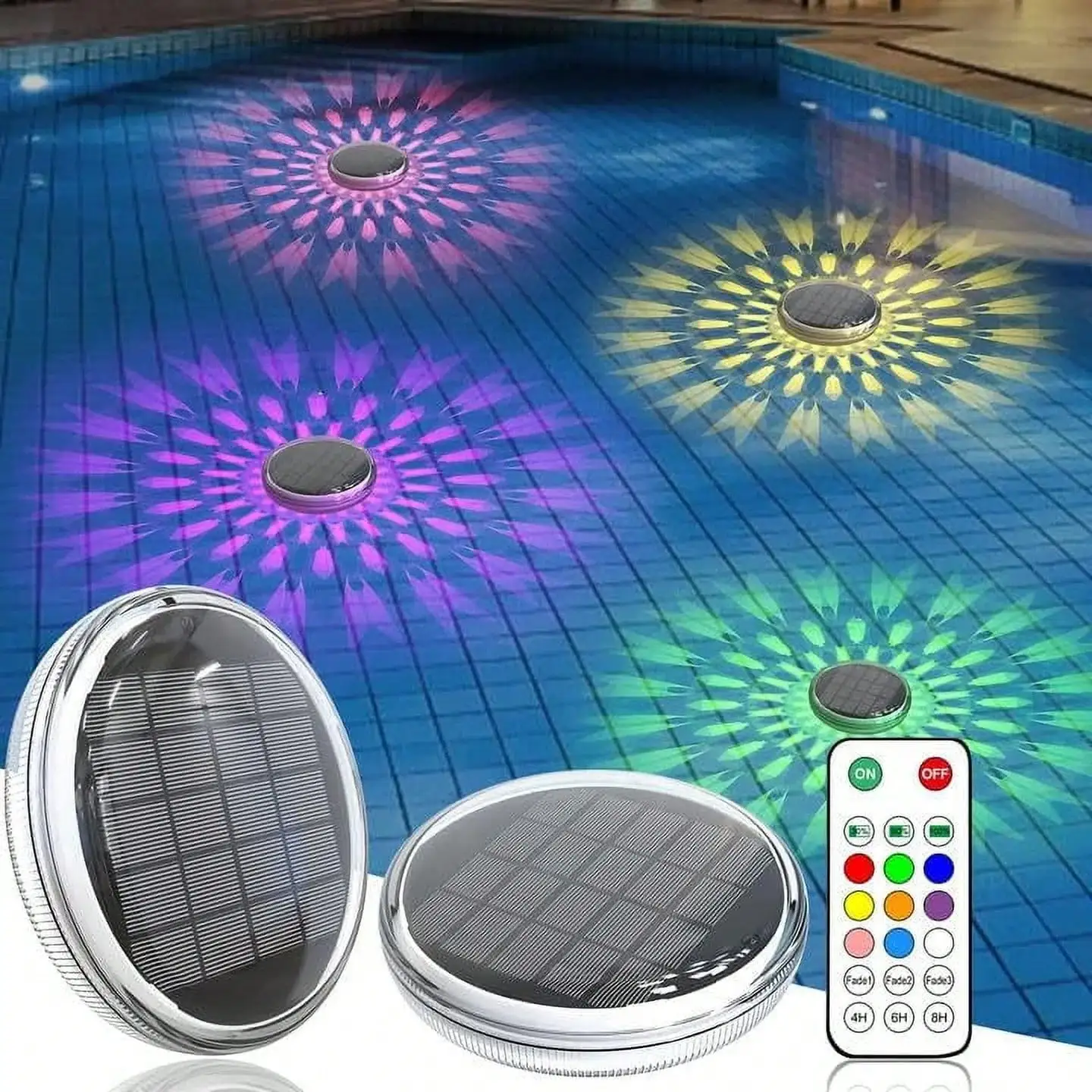 Pond Light Submersible - Solarbetriebene schwimmende Poolleuchte, wasserdichte LED-Unterwasserleuchte mit