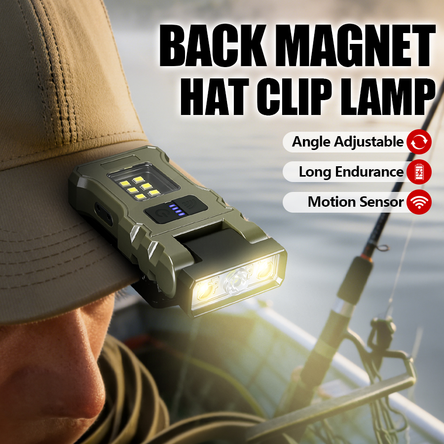 Outdoor Lighting Quality - 400LM USB-C-Stirnlampe, magnetische wiederaufladbare Clip-Arbeitsleuchte, 500-mAh-Akku,