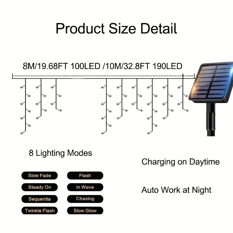Solar-Eiszapfenlichter für den – Solar Fairy String Bewertung und Preis